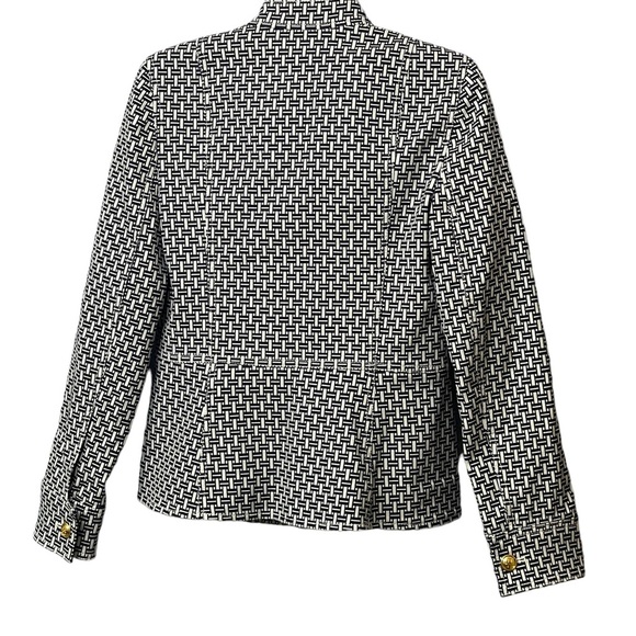 Tory Burch Cameron Crosshatch-print Jacket IvoryNavy with a Mandarin Collar SZ 2 - Picture 9 of 15